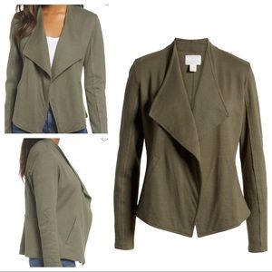 NWOT Caslon Green Drape Collar Blazer Sweater